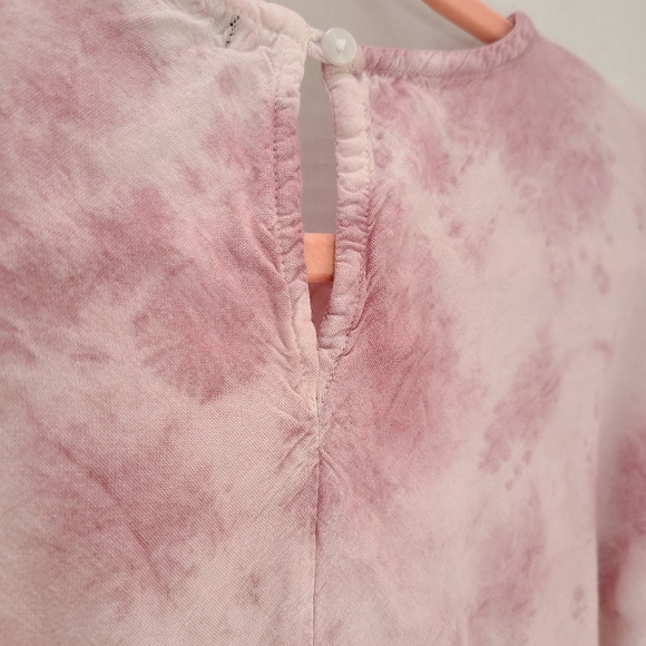 Pink and Mauve tie dye ruffle sleeve crop top - Picture 6 of 6